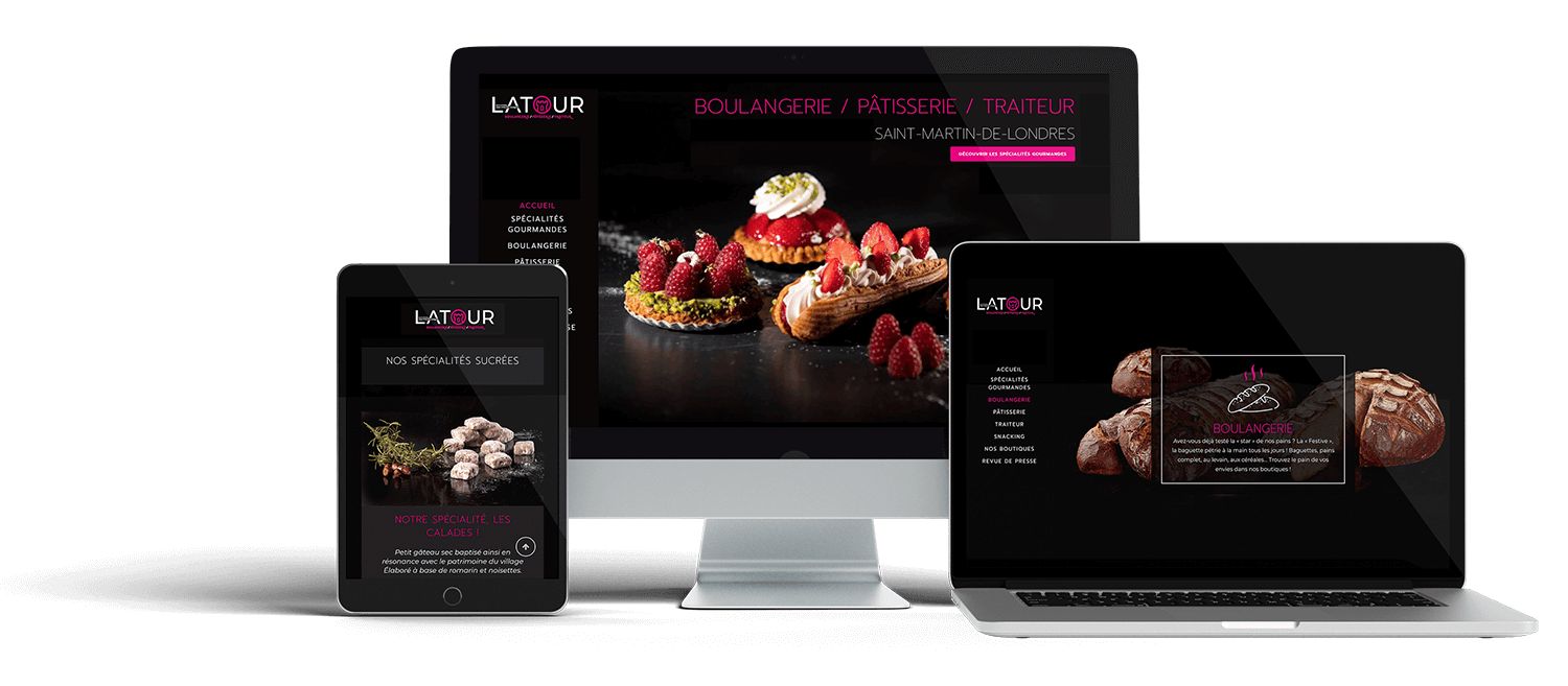 Création d'un site responsive pour les boutiques boulangeries pâtisseries traiteur LATOUR