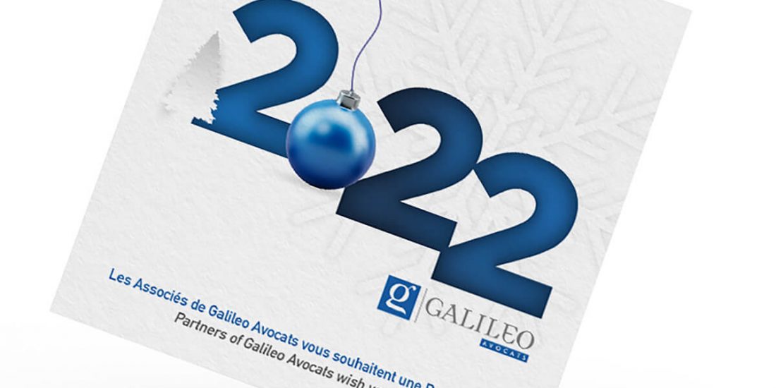 Création graphique de la carte de voeux pour la société GALILEO à Montpellier, nouvelle année.