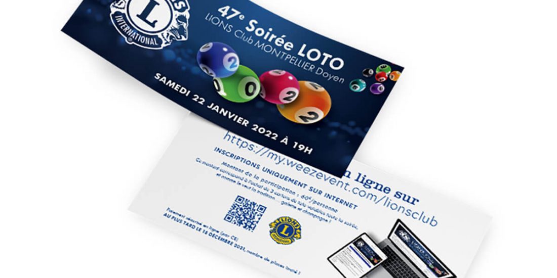 Invitation papier LOTO LIONS CLUB