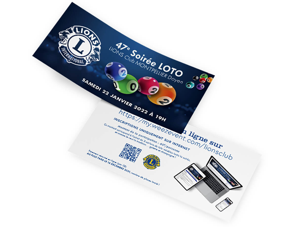 Invitation papier LOTO LIONS CLUB