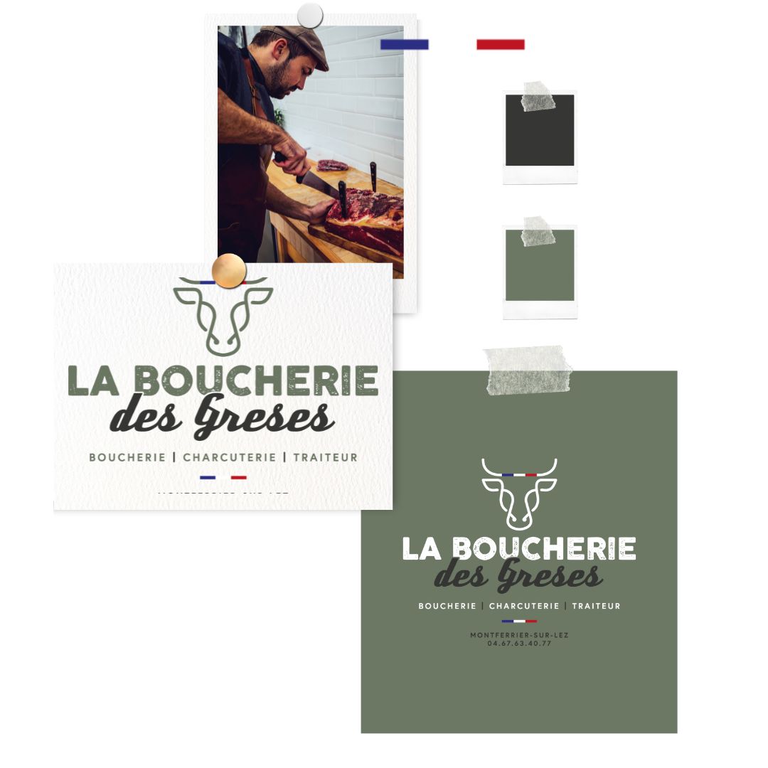 Création d'une identité graphique pour la boucherie des grèses à Montferrier sur lez