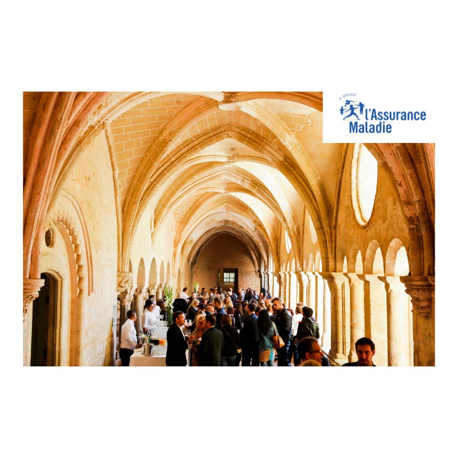 Organisation de l'assemblée générale de la CPAM à l'Abbaye de Valmagne, hérault.