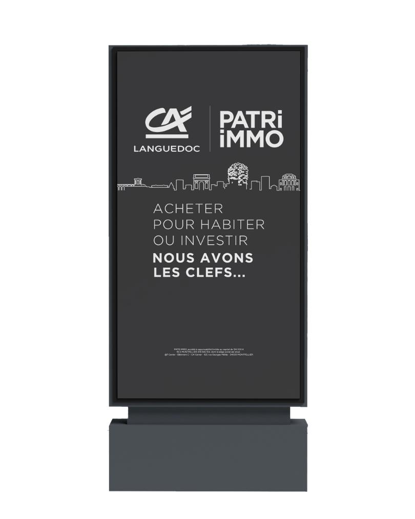 Réalisation d'un panneau d'affichage 4x3 pour PATRI IMMO, filière du crédit agricole.